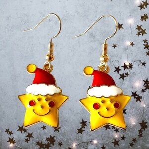 ⭐️ 5 for $25 Holiday Festive Christmas Star Hoop Earrings Gold Tone